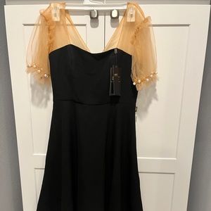 Lace and pearls embroidered dress